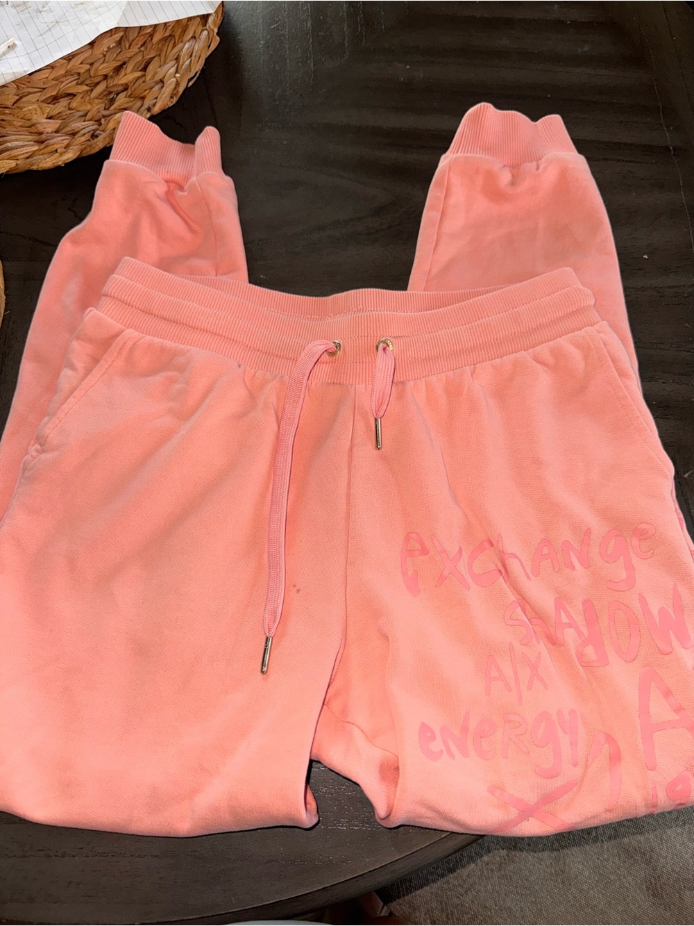 Armani Exchange M Pink Drawstring Sweatpants - Soft Casual Lounge Joggers